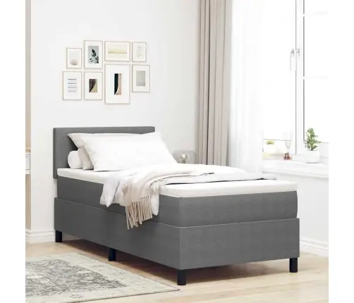 Kastes Atsperu Gulta Ar Matrača Gaiši Pelēks 80X200 Cm Korduroja Audums Vidaxl