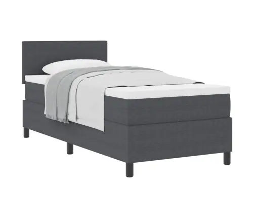 Kastītes Atsperu Gulta Ar Matraci Tumši Pelēka 80X200 Cm Kordūra Audums Vidaxl