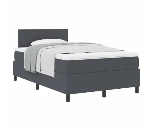 Kastītes Atsperu Gulta Tumši Pelēks Un Balts 203 X 120 X 88 Cm Vidaxl