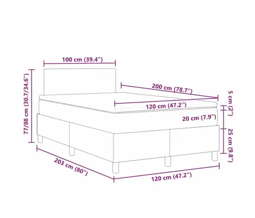 Kastītes Atsperes Gulta Ar Matraci Gaiši Zaļi Pelēks 120X200 Cm Kordūras Audums Vidaxl