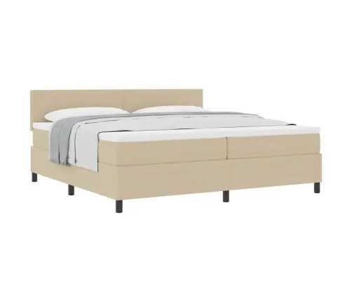 Kastes Pavasara Gulta Ar Matrača Gaiši Zaļā Pelēkā 200X200 Cm Korduroja Audums Vidaxl