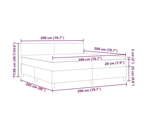 Kastes Pavasara Gulta Ar Matrača Gaiši Zaļā Pelēkā 200X200 Cm Korduroja Audums Vidaxl