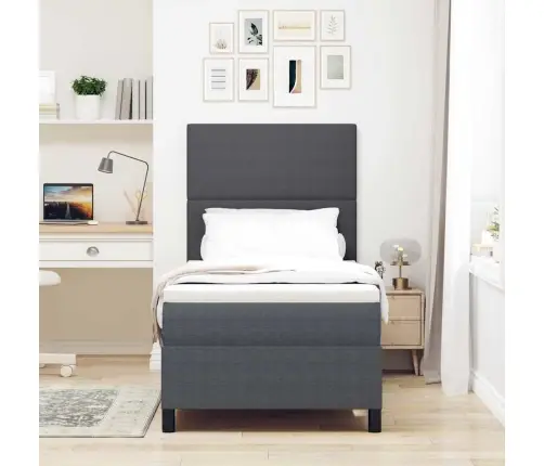 Kastītes Atsperu Gulta Tumši Pelēks Un Balts 100 X 200 Cm Vidaxl