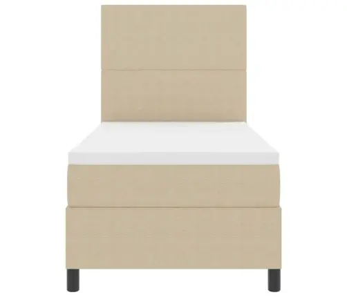 Kastīšu Gulta Ar Matraci Gaismas Bēšā Krāsā 100X200 Cm Korduroja Audums Vidaxl