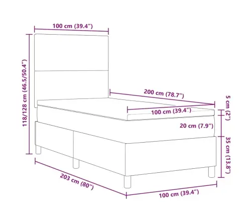 Kastīšu Gulta Ar Matraci Gaismas Bēšā Krāsā 100X200 Cm Korduroja Audums Vidaxl