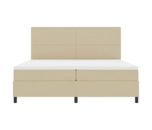 Kastītes Atsperu Gulta Gaiši Pelēks Un Balts 200 X 200 Cm Vidaxl