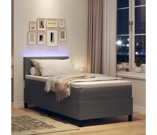 Kastspringa Gulta Ar Matraci & Led Gaismu Gaiši Pelēkā Korduroja Audumā 80X200 Cm Vidaxl