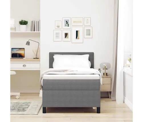 Kastspringa Gulta Ar Matraci & Led Gaismu Gaiši Pelēkā Korduroja Audumā 80X200 Cm Vidaxl