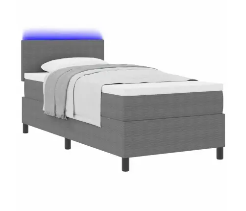 Kastspringa Gulta Ar Matraci & Led Gaismu Gaiši Pelēkā Korduroja Audumā 80X200 Cm Vidaxl