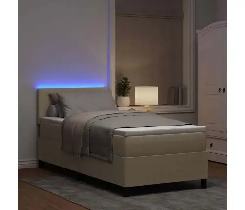 Gultas Atsperes Gulta Ar Matraci Un Led Gaismu Bēšā 80X200 Cm Zamšādas Audums Vidaxl