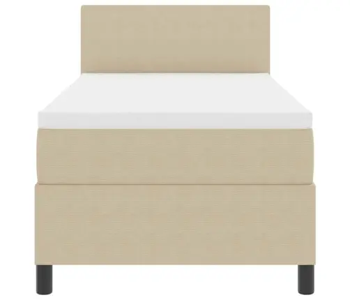 Kastes Atsperu Gulta Ar Matraci & Led Gaismu Bēšā 100X200 Cm Korķa Audumā Vidaxl