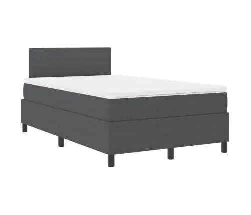 Led Box Spring Voodi Peaga Tumehall Ja Valge 120 X 190 Cm