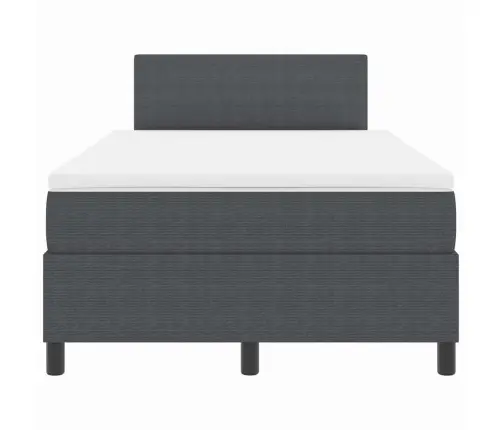 Led Box Spring Voodi Peaga Tumehall Ja Valge 120 X 190 Cm