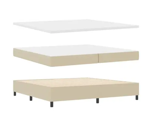 Led Box Spring Voodi Peaga Helehall Ja Valge 200 X 200 Cm