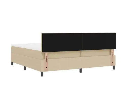 Led Box Spring Voodi Peaga Helehall Ja Valge 200 X 200 Cm