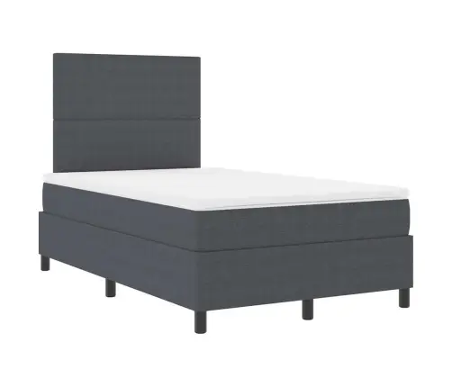 Led Box Spring Voodi Peaga Tumehall Ja Valge 120 X 190 Cm