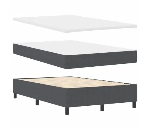 Led Box Spring Voodi Peaga Tumehall Ja Valge 120 X 190 Cm