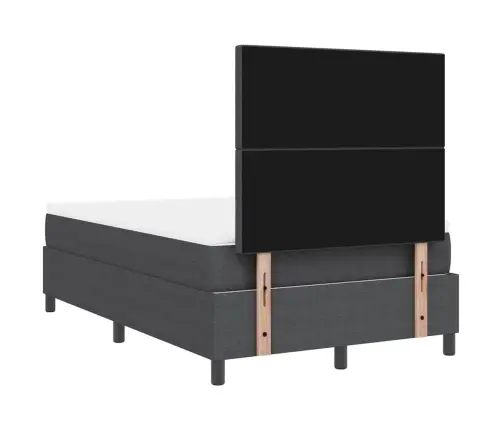 Led Box Spring Voodi Peaga Tumehall Ja Valge 120 X 190 Cm