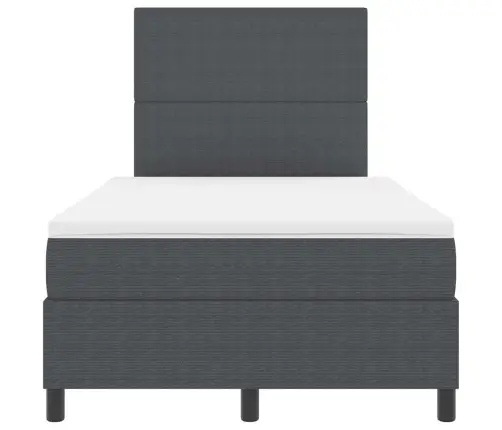 Led Box Spring Voodi Peaga Tumehall Ja Valge 120 X 190 Cm