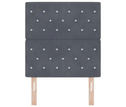 Gultas Galvgaļi Pufēts Ar Kristāla Pogu, Tumši Pelēks, 80 Cm Samts Vidaxl