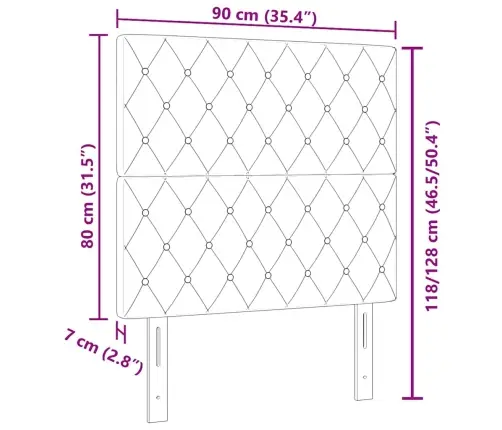 Gultas Galvgaļa Ar Kristāla Pogām, Tuftēts, Gaiši Pelēks, 90 Cm, Samts Vidaxl