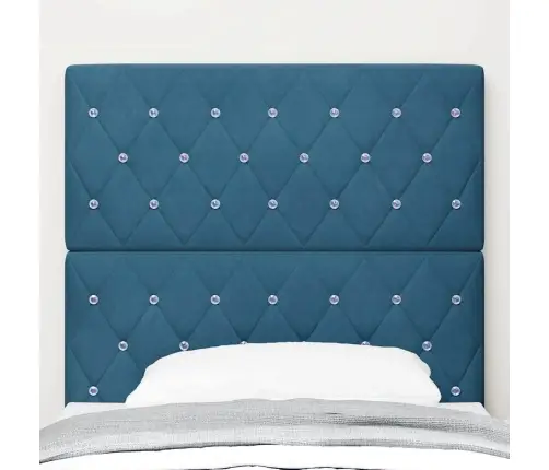 Gultas Galvgaļs Tumši Zils 90 Cm Samts Ar Kristāla Pogu Vidaxl