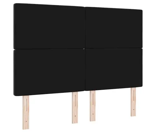 Gultas Galvgaļa Ar Kristāla Pogām, Saviļņots, Melns, 140 Cm, Samts Vidaxl
