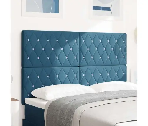 Samta Galvaspats Rombu Raksts Ar Galvas Klāju Tumši Zils 144 Cm Samts Vidaxl