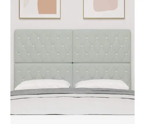 Gultas Galvgaļi Ar Kristāla Pogām, Gaiši Pelēks, 160 Cm, Samts Vidaxl