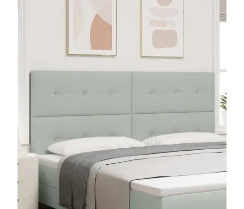 Gultas Galvgaļi Ar Pogu Ar Reljefu Gaiši Pelēks 200 Cm Samts Vidaxl