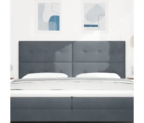 Gultas Galvgalis Ar Pogu Izšūšanu Tumši Pelēks 200 Cm Samts Vidaxl