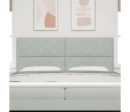 Galvgalis Dimanta Bloku Dizains Gaiši Pelēks 200 Cm Samts Vidaxl