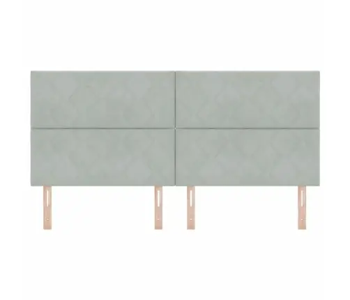 Galvgalis Dimanta Bloku Dizains Gaiši Pelēks 200 Cm Samts Vidaxl