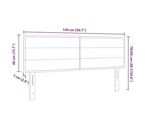 Led Gultas Galva Ar Galvas Klāju Gaiši Pelēks 144 Cm Poliesters Vidaxl