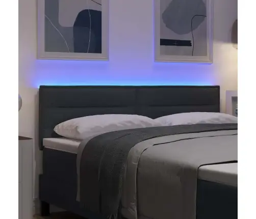 Led Gultas Galva Ar Galvas Klāju Tumši Pelēks 144 Cm Poliesters Vidaxl