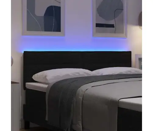 Led Gultas Galva Ar Galvas Klāju Melna 144 Cm Poliesters Vidaxl