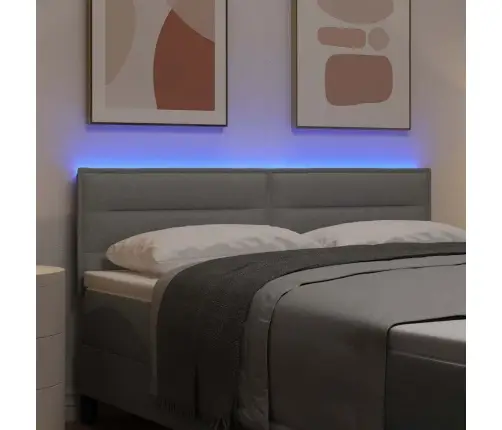 Led Gultas Galva Ar Galvas Klāju Gaiši Pelēks 160 Cm Poliesters Vidaxl