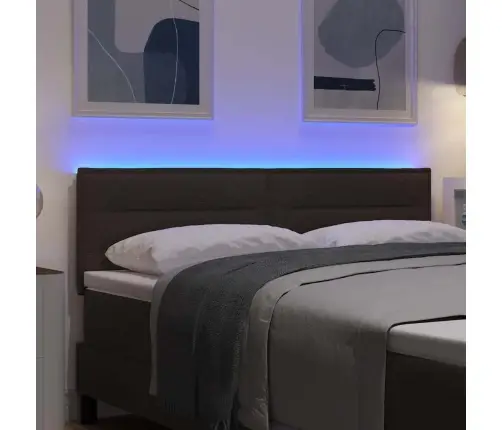 Led Gultas Galva Ar Galvas Klāju Tumši Brūna 160 Cm Poliesters Vidaxl