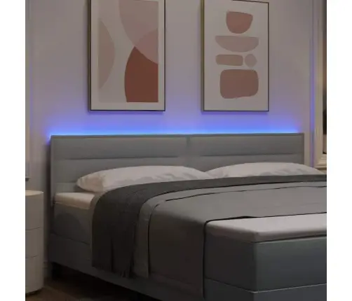 Led Gultas Galva Ar Galvas Klāju Gaiši Pelēks 180 Cm Poliesters Vidaxl