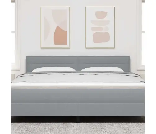 Led Gultas Galva Ar Galvas Klāju Gaiši Pelēks 180 Cm Poliesters Vidaxl