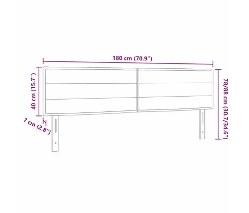 Led Gultas Galva Ar Galvas Klāju Pelēkbrūna 180 Cm Poliesters Vidaxl