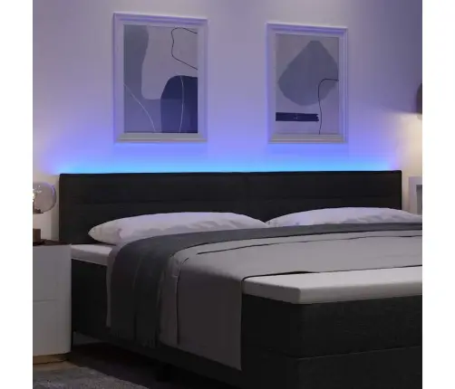 Led Gultas Galvas Balsts Līniju Dizains Melns 200 Cm Audums Vidaxl