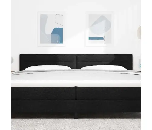 Led Gultas Galvas Balsts Līniju Dizains Melns 200 Cm Audums Vidaxl