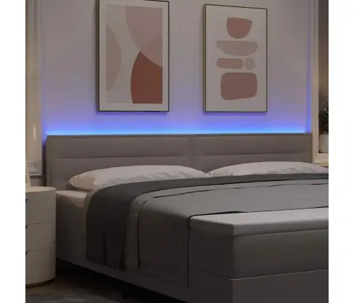 Led Gultas Galva Ar Galvas Klāju Pelēkbrūna 200 Cm Poliesters Vidaxl