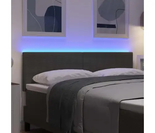 Led Gultas Galva Ar Galvas Klāju Gaiši Pelēks 144 Cm Poliesters Vidaxl