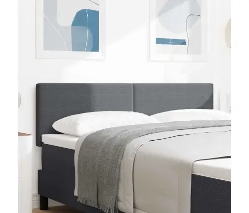 Led Gultas Galva Ar Galvas Klāju Tumši Pelēks 144 Cm Poliesters Vidaxl