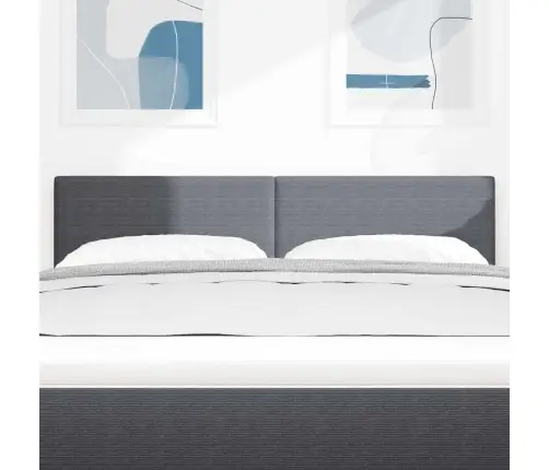 Led Gultas Galva Ar Galvas Klāju Tumši Pelēks 144 Cm Poliesters Vidaxl