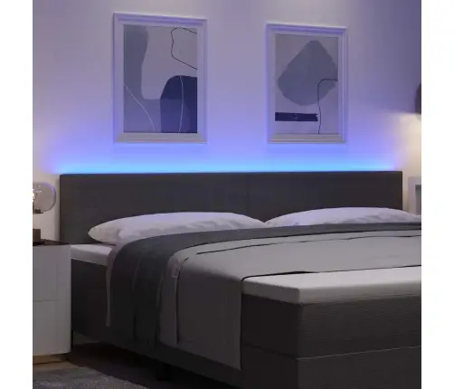 Led Gultas Galva Ar Galvas Klāju Gaiši Pelēks 200 Cm Poliesters Vidaxl