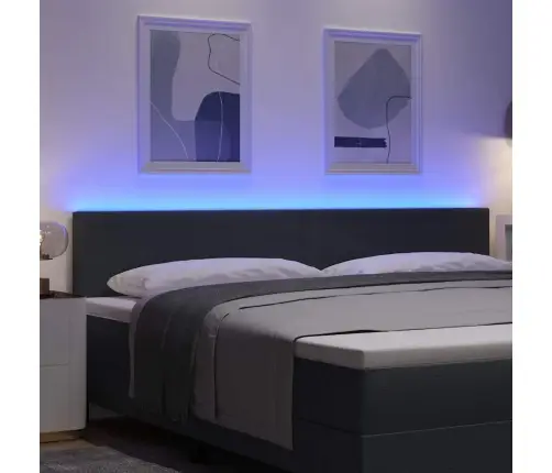 Led Gultas Galva Ar Galvas Klāju Tumši Pelēks 200 Cm Poliesters Vidaxl