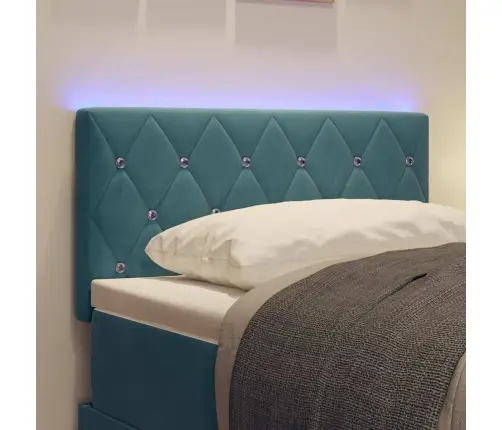 Led Galvas Atzveltne Ar Kristāla Pogām, Tumši Zilā Krāsā, 80 Cm, Samta Vidaxl